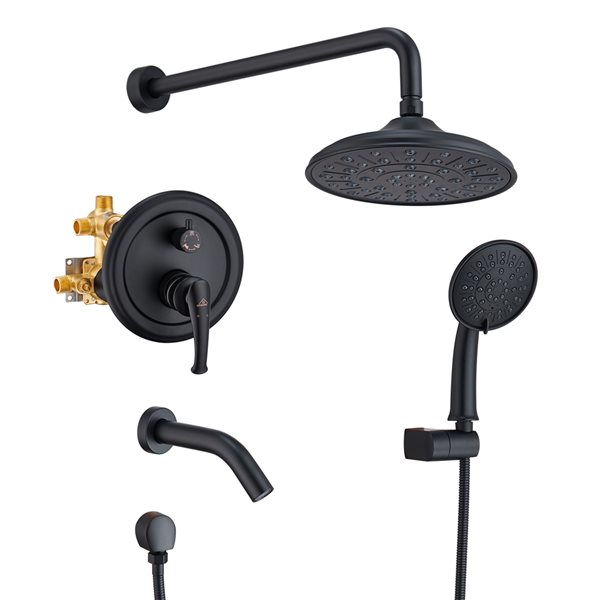 CASAINC Matte Black Built-in Shower System with Hand Shower