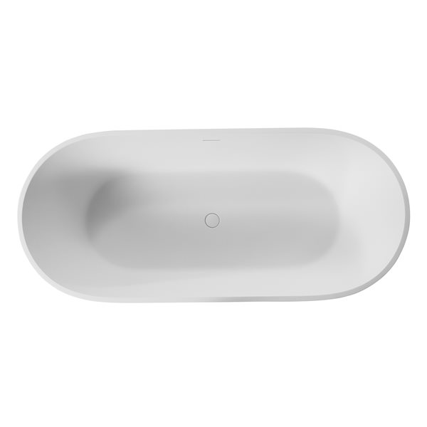 CASAINC 29.5-in x 67-in White Solid Surface Oval Center Drain Freestanding Bathtub