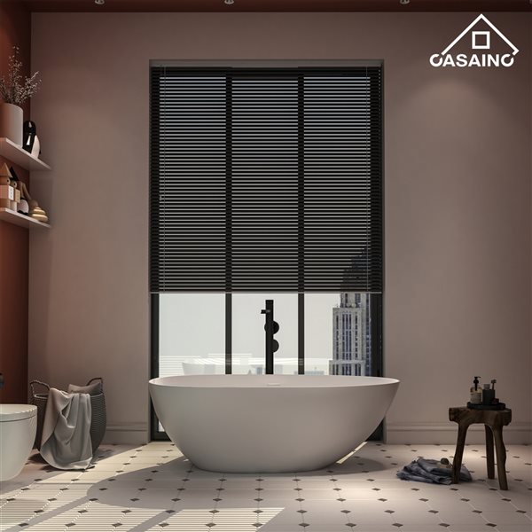 CASAINC 31-in x 59-in White Solid Surface Oval Center Drain Freestanding Bathtub