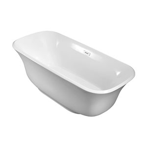 CASAINC 23.63-in x 66.93-in White Acrylic Oval Center Drain Freestanding Bathtub