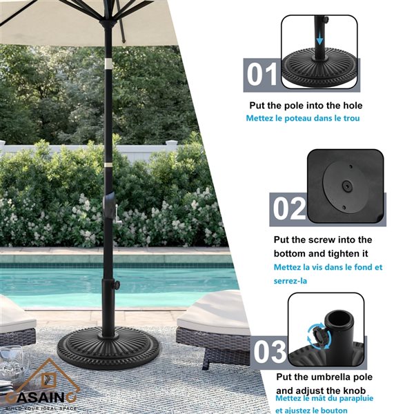 CASAINC 17.72-in Black Patio Umbrella Base