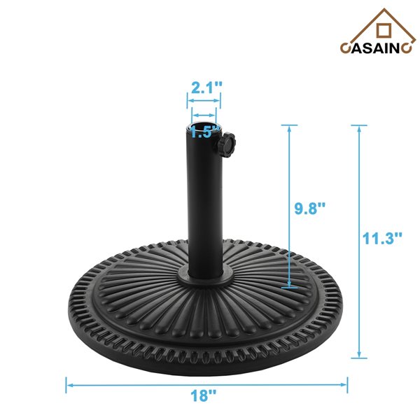 CASAINC 17.72-in Black Patio Umbrella Base