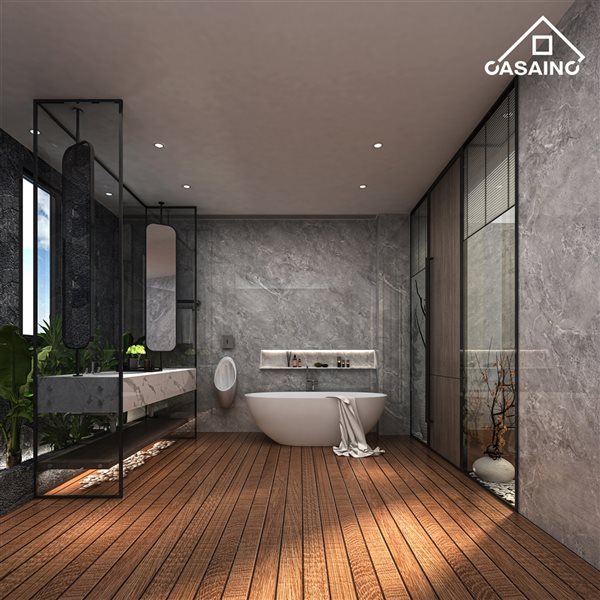 CASAINC 29.53-in x 64.96-in White Solid Surface Oval Center Drain Freestanding Bathtub