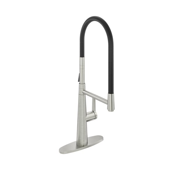 CASAINC Brushed Nickel 1-Handle Deck Mount Pull-Out Kitchen Faucet with Deck Plate