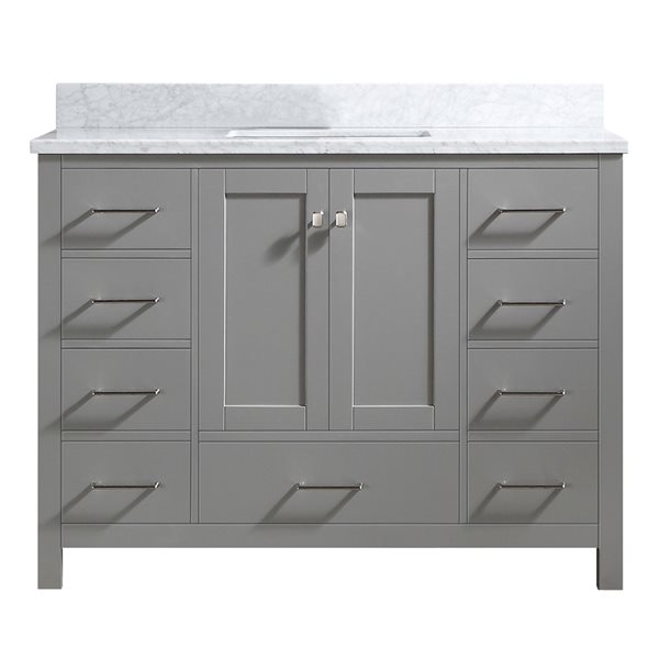 CASAINC 47.2in Grey Single Sink Bathroom Vanity and White Marble Top