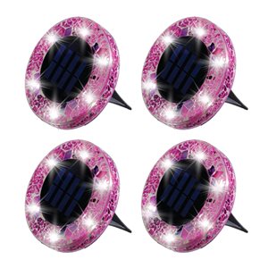 Bell + Howell 6 LED Mosaic Fuchsia Solar Disk Lights - 4-Pack