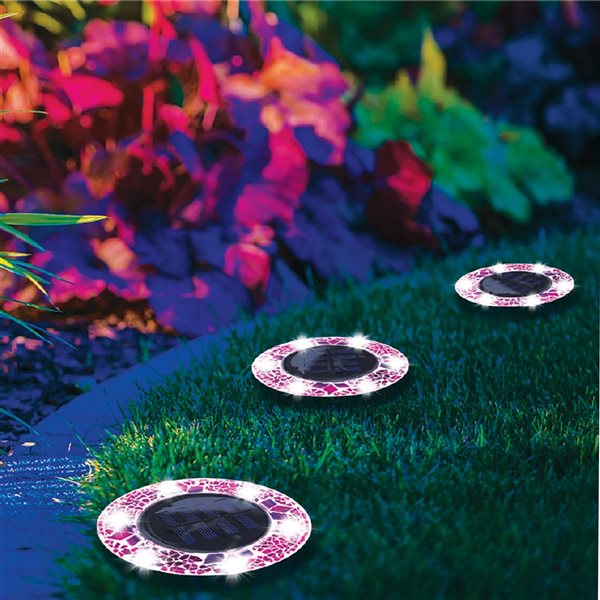 Bell + Howell 6 LED Mosaic Fuchsia Solar Disk Lights - 8-Pack