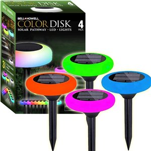 Bell + Howell LED Colour Changing Solar Disk Lights - 4-Pack