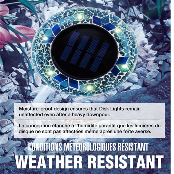 Bell + Howell 6 LED Mosaic Blue Solar Disk Lights - 4-Pack