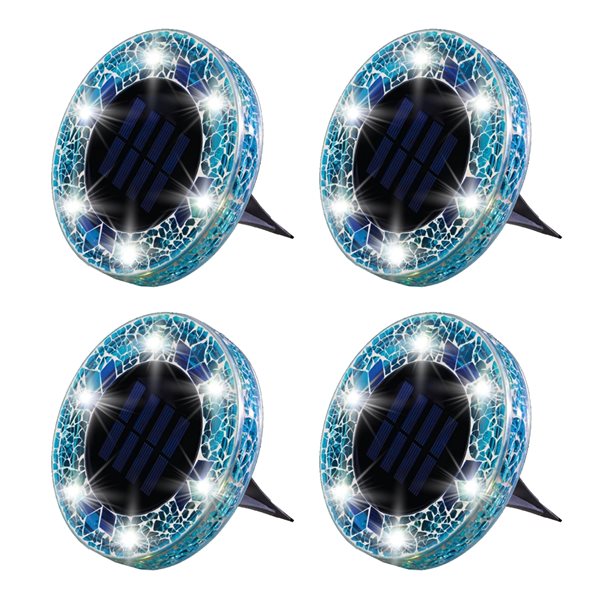 Bell + Howell 6 LED Mosaic Blue Solar Disk Lights - 4-Pack