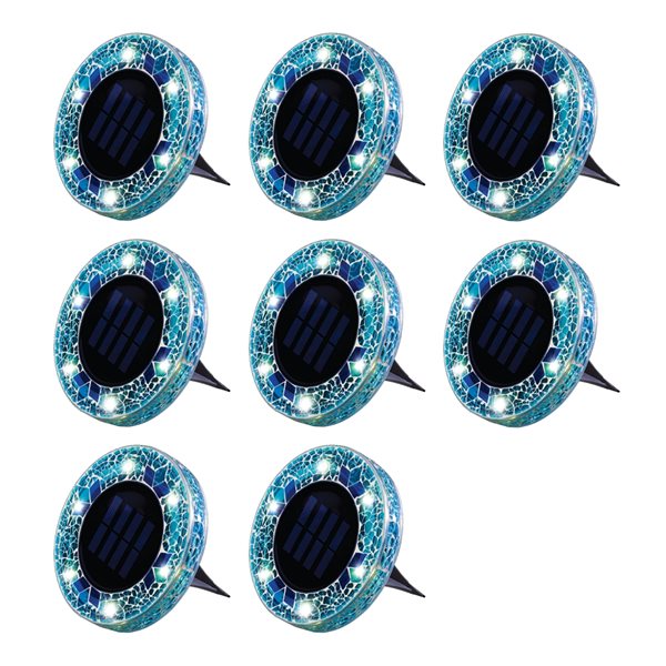 Bell + Howell 6 LED Mosaic Blue Solar Disk Lights - 8-Pack