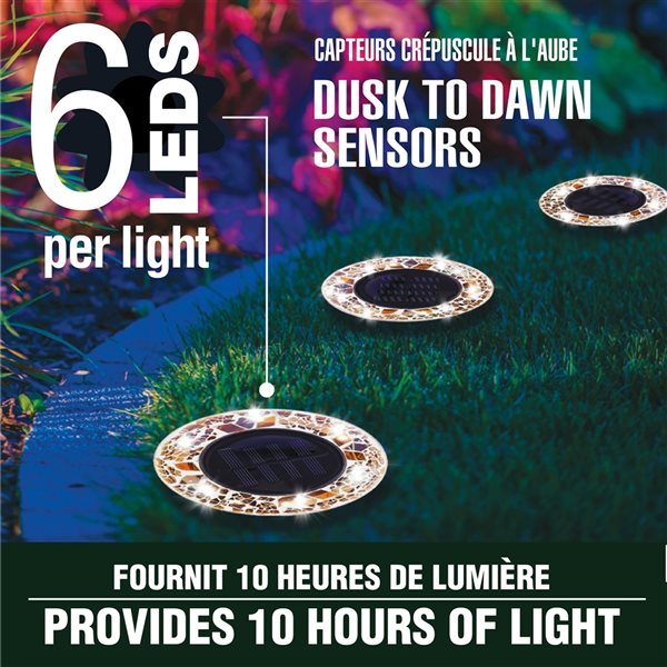 Bell Howell LED Mosaic Tan Solar Disk Lights 4-Pack 7858 RONA