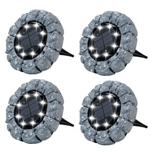 Bell + Howell 8 LED Stone Like Solar Disk Lights - 4-Pack