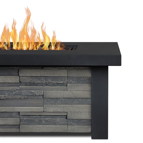 Real Flame Berthoud Stacked Stone Propane Fire Table with Natural Gas