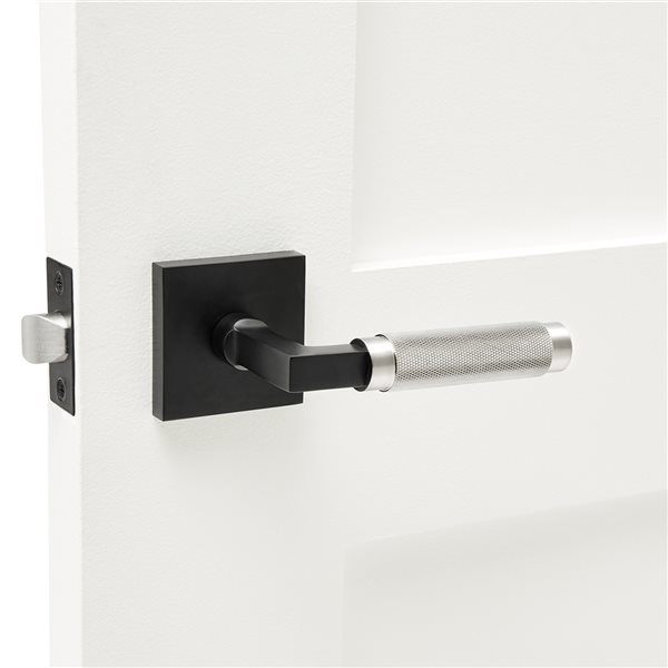 Explore Hardware New York Black and Silver Reversible Privacy Door Handle