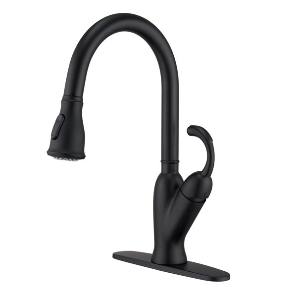 Mondawe Matte Black 2-Function Pull-down 1-handle Deck Mount Kitchen Faucet