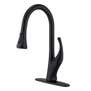 Mondawe Matte Black 3-Function Pull-down 1-handle Deck Mount Kitchen Faucet