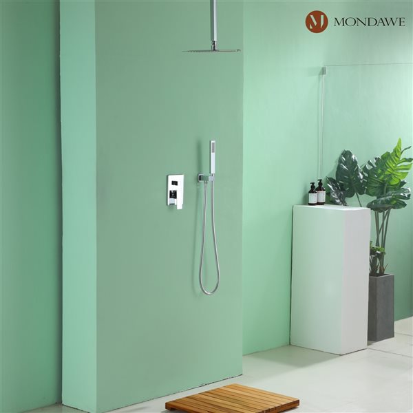 Mondawe 10-in Ceiling Mount Pressure Balance Shower System-in Chrome
