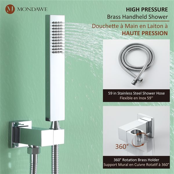 Mondawe 10-in Ceiling Mount Pressure Balance Shower System-in Chrome