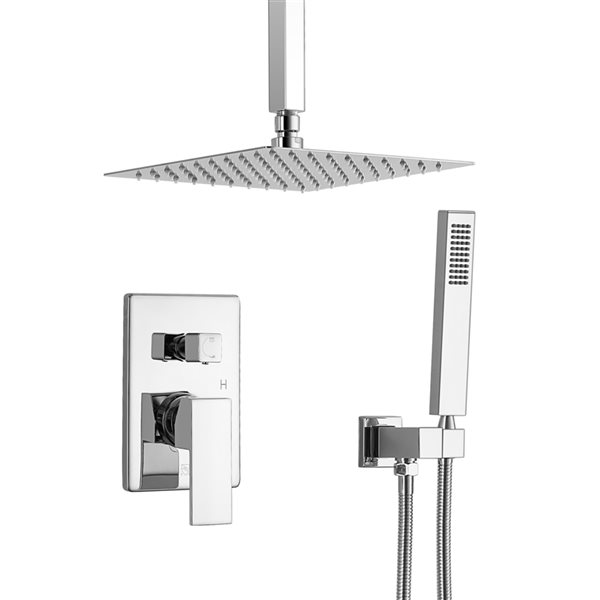Mondawe 10-in Ceiling Mount Pressure Balance Shower System-in Chrome