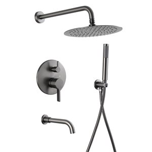 Mondawe 10-in Wall Mount Built-in Shower System with Tub Spout-in Grey