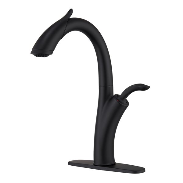 Mondawe Matte Black 2-Function Pull-down 1-handle Deck Mount Kitchen Faucet