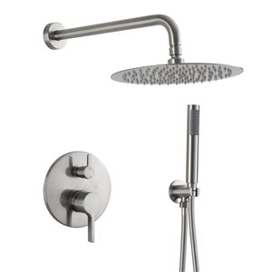 Mondawe 10-in Round Wall Mount Built-in Shower System Set-in Brushed Nickel