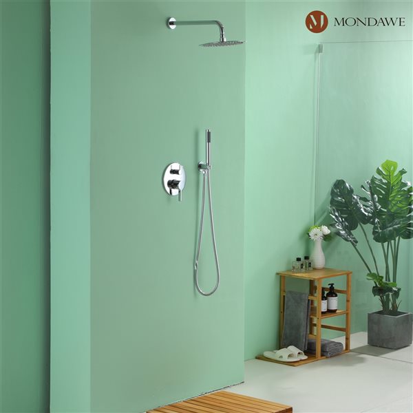 Mondawe 10-in Round Wall Mount Built-in Shower System Set-in Chrome