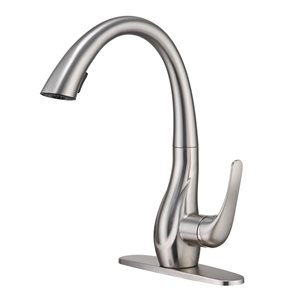 Mondawe Brushed Nickel 2-Function Pull-down 1-handle Deck Mount Kitchen Faucet