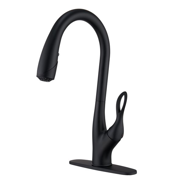 Mondawe Matte Black 3-Function Pull-down 1-handle Deck Mount Kitchen Faucet