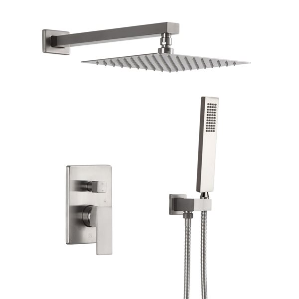 Mondawe 10-in Wall Mount Pressure Balance Shower System-in Brushed Nickel