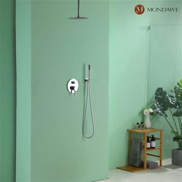 Mondawe 10-in Round Ceiling Mount Built-in Shower System Set-in Chrome
