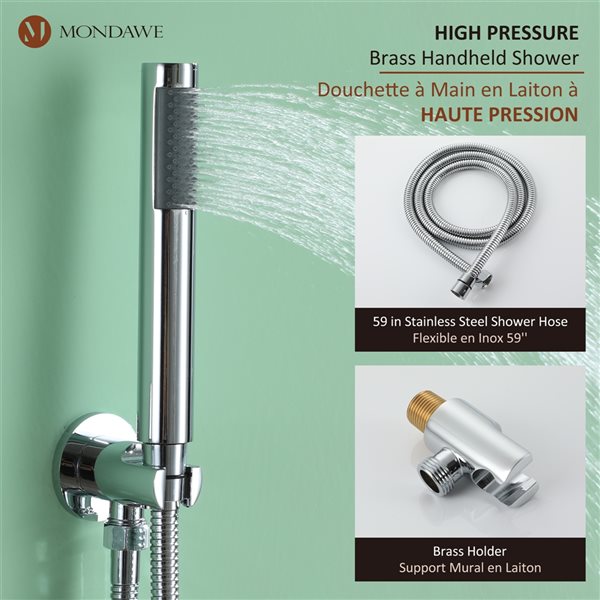 Mondawe 10-in Round Ceiling Mount Built-in Shower System Set-in Chrome