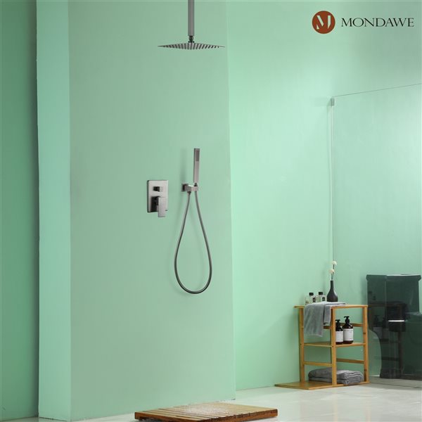 Mondawe 10-in Ceiling Mount Pressure Balance Shower System-in Grey