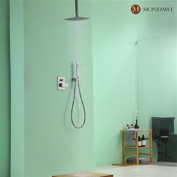 Mondawe 10-in Ceiling Mount Pressure Balance Shower System-in Grey