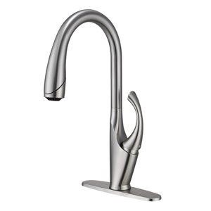 Mondawe Brushed Nickel 3-Function Pull-down 1-handle Deck Mount Kitchen Faucet