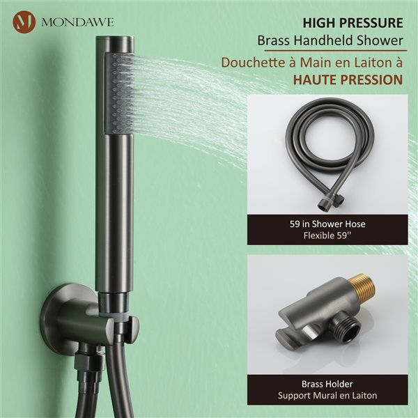 Mondawe 10-in Round Ceiling Mount Built-in Shower System Set-in Gray