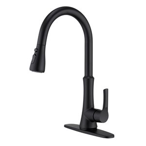 Mondawe Matte Black 2-Function Pull-down 1-handle Deck Mount Kitchen Faucet