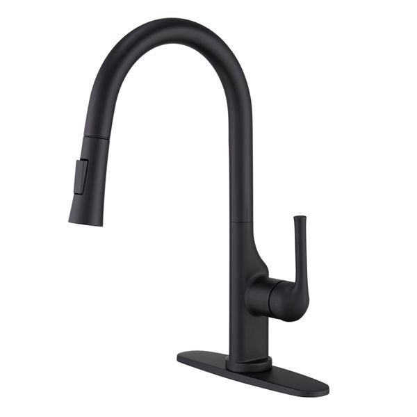 Mondawe Matte Black 2-Function Pull-down 1-handle Deck Mount Kitchen Faucet