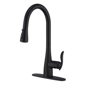 Mondawe Matte Black 2-Function Pull-down 1-handle Deck Mount Kitchen Faucet