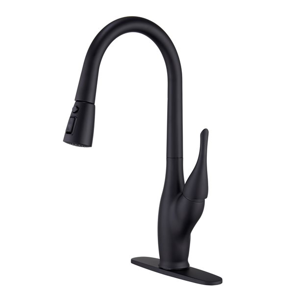Mondawe Matte Black 2-Function Pull-down 1-handle Deck Mount Kitchen Faucet