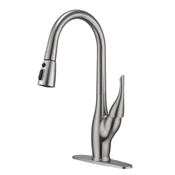 Mondawe Brushed Nickel 2-Function Pull-down 1-handle Deck Mount Kitchen Faucet
