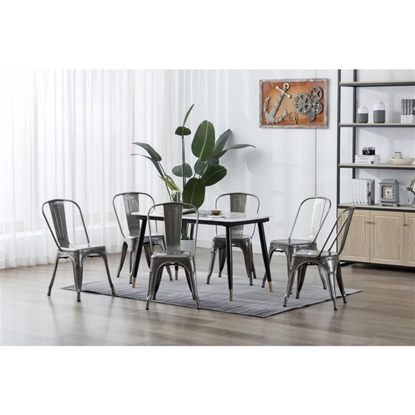 TAKE ME HOME Chrome Metal Frame Armless Chair - Set of 2