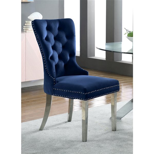 TAKE ME HOME Diamond Armand Chair Blue and Chrome - Set of 2