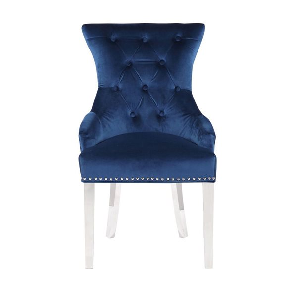 TAKE ME HOME Diamond Armand Chair Blue and Chrome - Set of 2