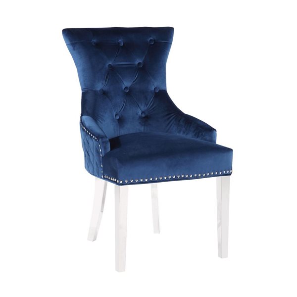 TAKE ME HOME Diamond Armand Chair Blue and Chrome - Set of 2