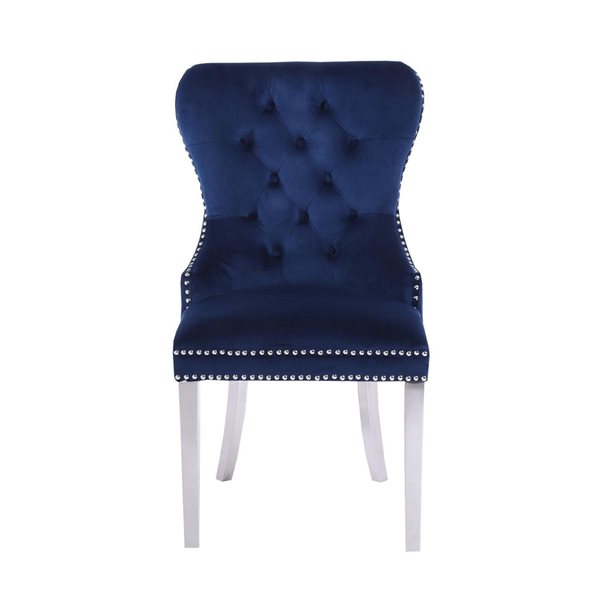 Take Me Home Diamond Wing Chair Blue With Steel Legs - Set Of 2 Winzb 