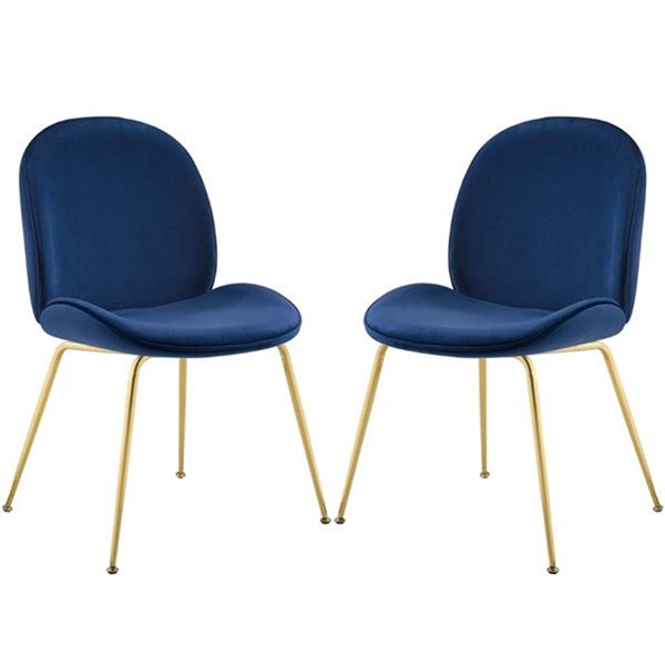 TAKE ME HOME Blue Sakura Velvet Chair - Set of 2