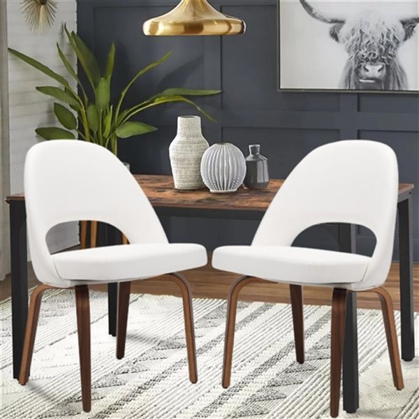 TAKE ME HOME Roberto White Leather Dining Chair - Set of 2