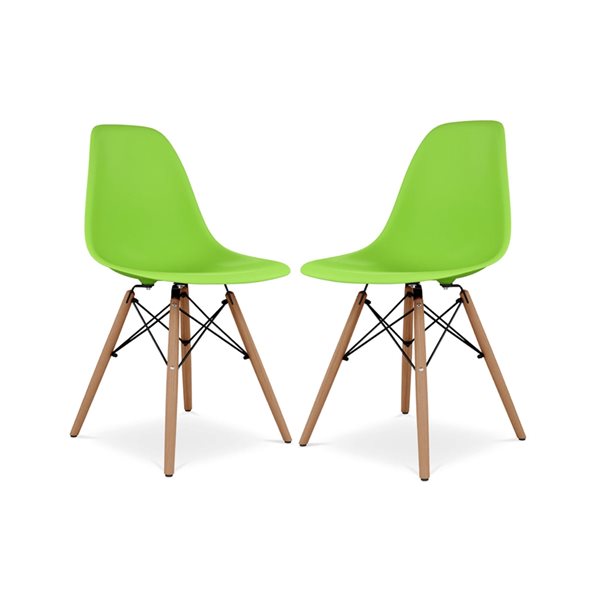 TAKE ME HOME Louvre Apple Green/Wood Chair - Set of 2